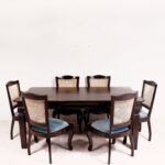 Classic Cane Chairs With Modern Dining Table 6 Seater Set