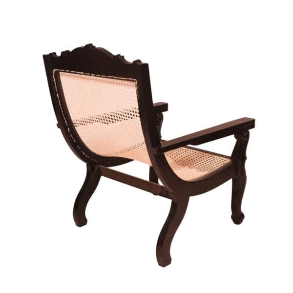 Dark Polished Teak Wood Cane Back Easy Chair2