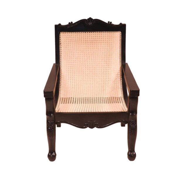 Dark Polished Teak Wood Cane Back Easy Chair3