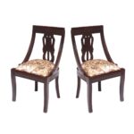 Dark Tone Flora Wooden Carved Chair Set of 2