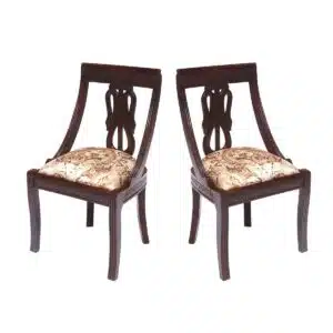 Dark Tone Flora Wooden Carved Chair Set of 2