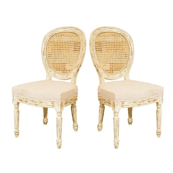 Distressed White Comfort Chair Set of 2