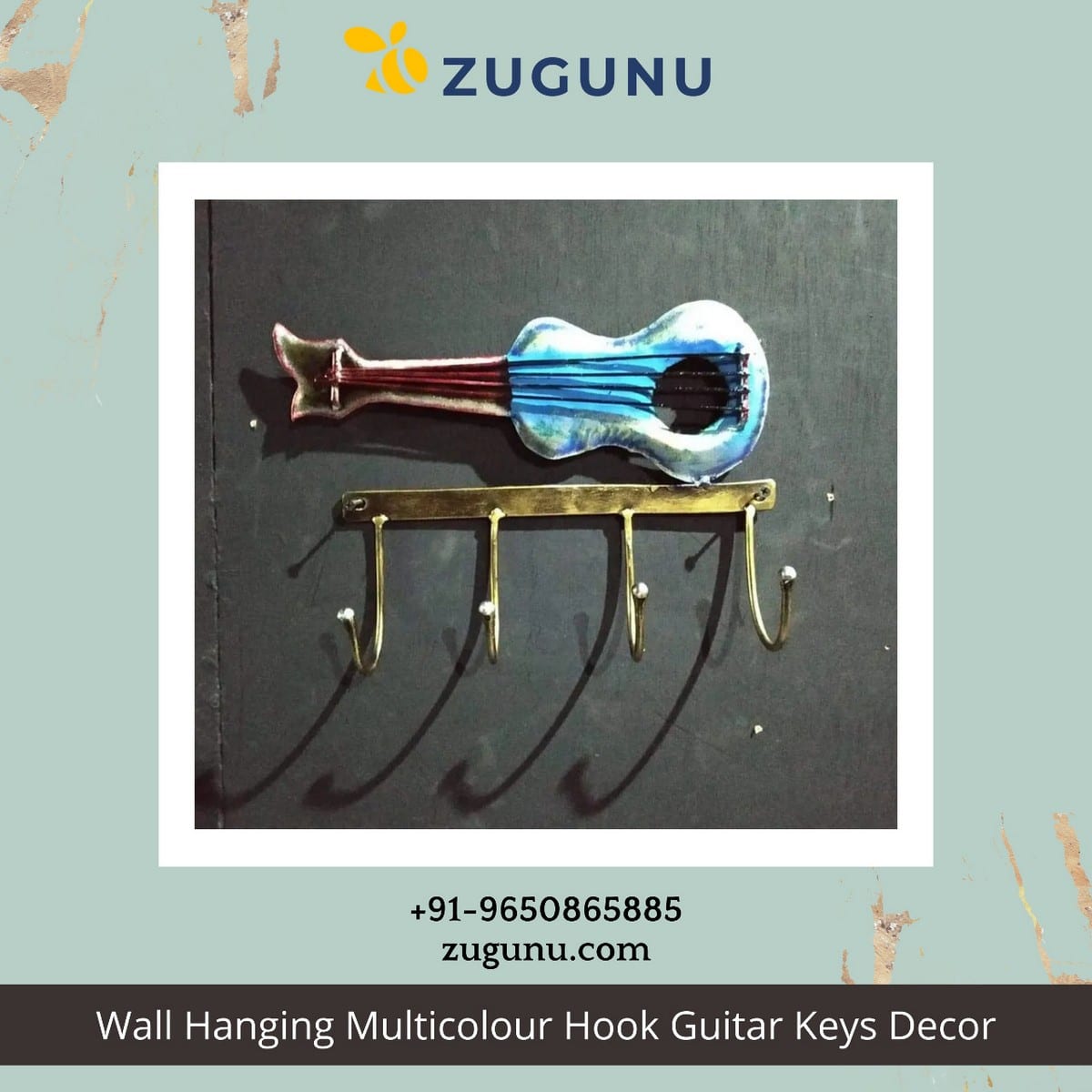 Guitar Keys Holder With Multicolour Hook Wall Hanging