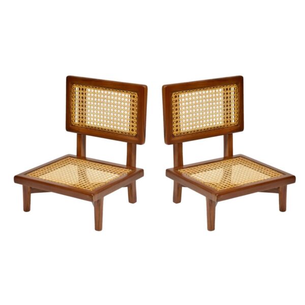Low Height Cane Dining Chair Set of 2