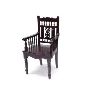 Mahogany Tone Intricate Royal Carved Chair