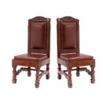Medium Brown Simple Stepwell Dining Chair Set of 2