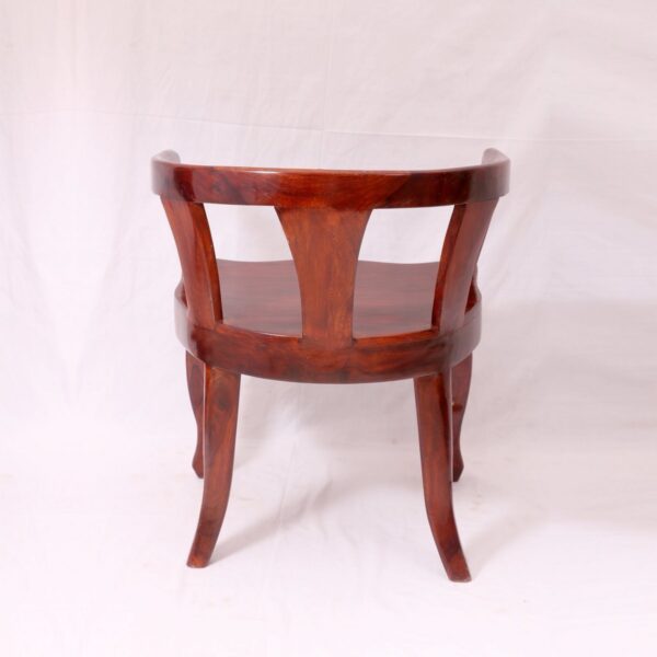 Mohagany Tone Rounded Arms Wooden Chair1