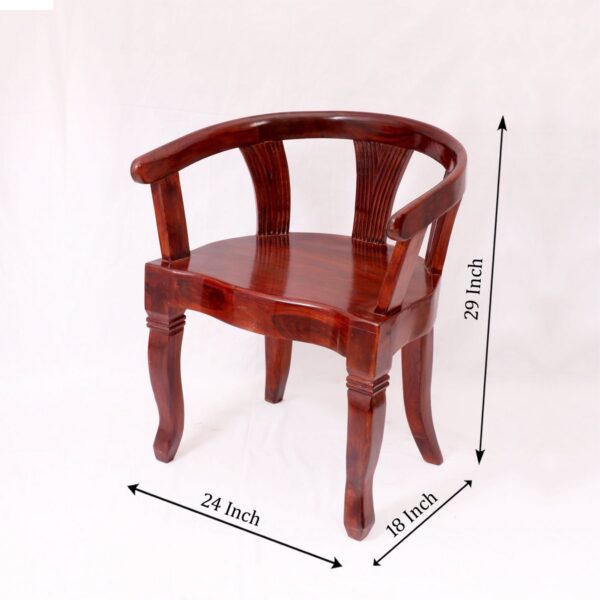Mohagany Tone Rounded Arms Wooden Chair3