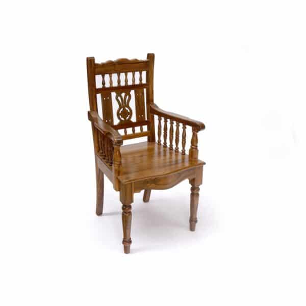 Natural Tone Intricate Royal Carved Chair South Indian