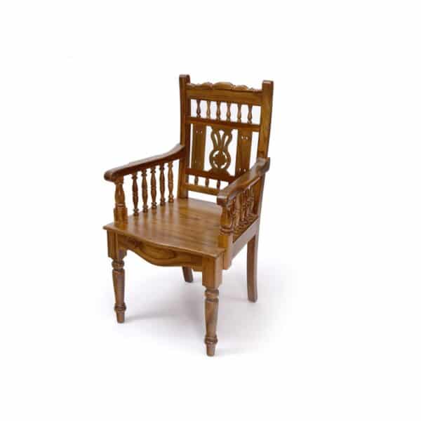 Natural Tone Intricate Royal Carved Chair South Indian1