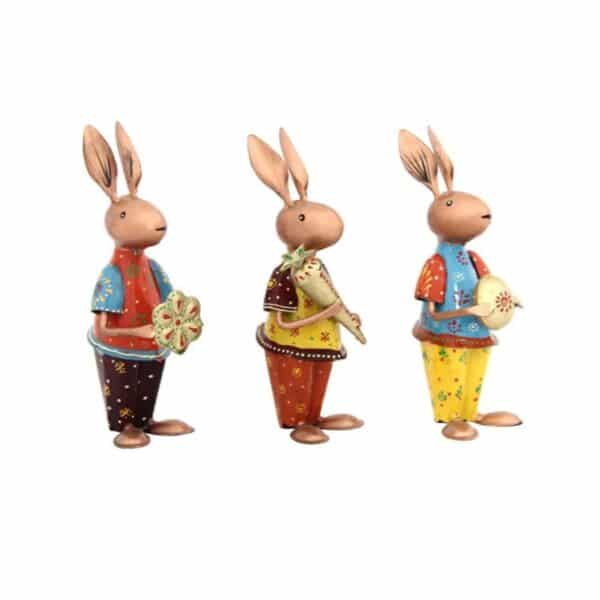 Playing Colourful Rabbits Metal Showpiece Set Of 3 4