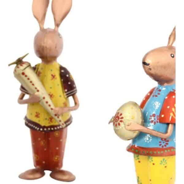 Playing Colourful Rabbits Metal Showpiece Set Of 3 6