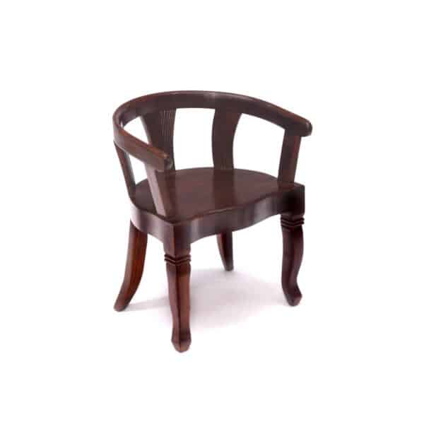 Solid Teak Dark Tone Rounded Arms Wooden Chair4