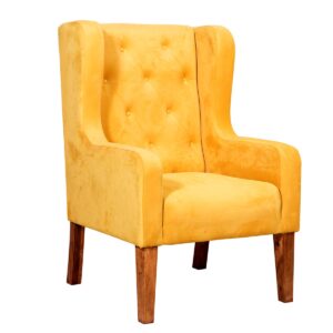 Stylish Yellow Classic Winged Chair