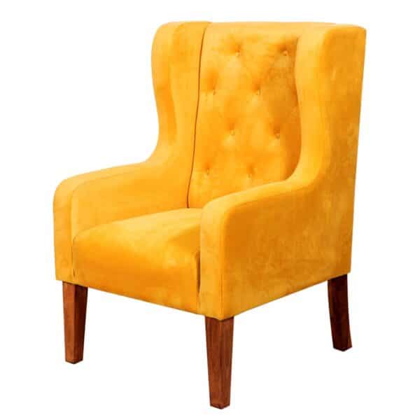 Stylish Yellow Classic Winged Chair1