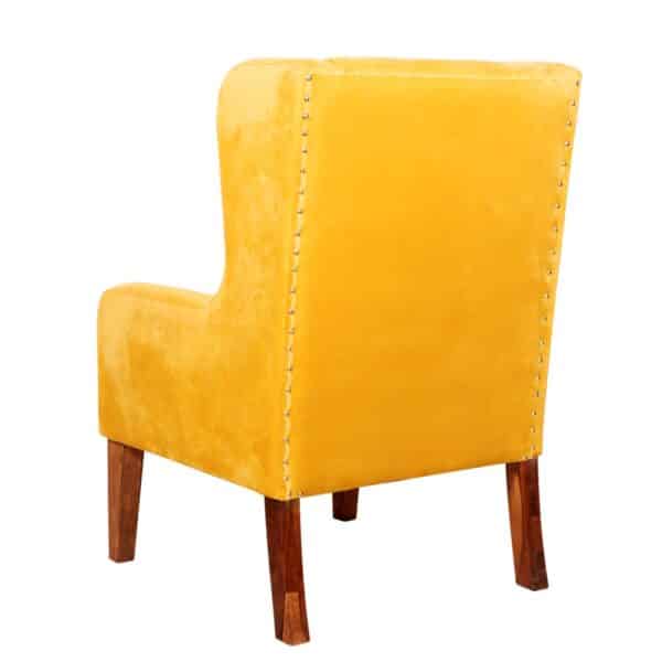 Stylish Yellow Classic Winged Chair3