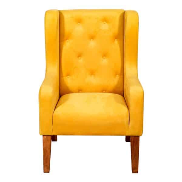 Stylish Yellow Classic Winged Chair4