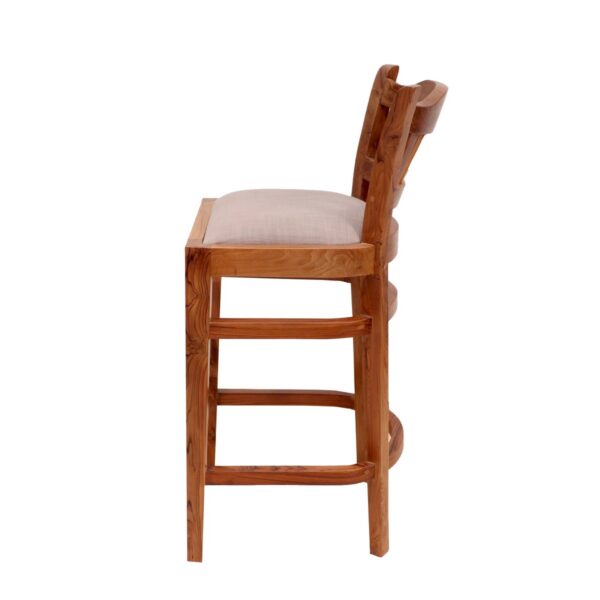 Teak Wood Bar Height Chair With Curvy Design1