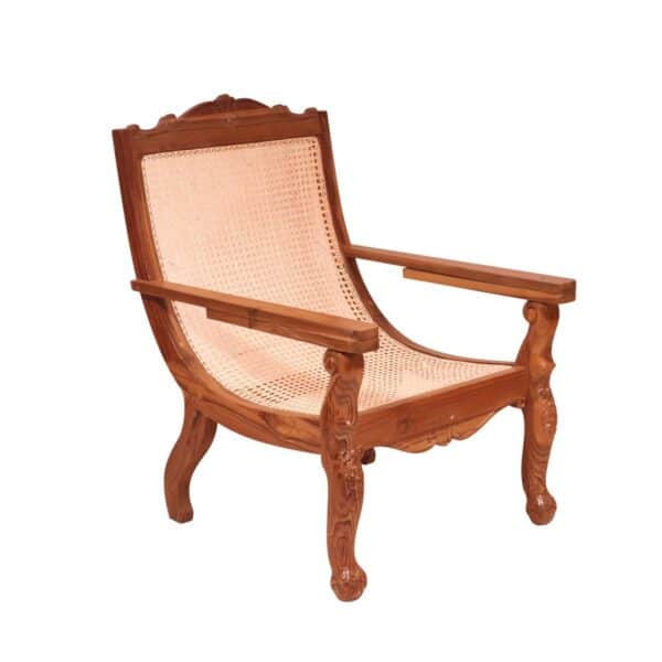 Teak Wood Cane Back Easy Chair1