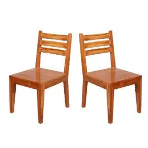Teak wood Light tone finish Dining Chair Set of 2