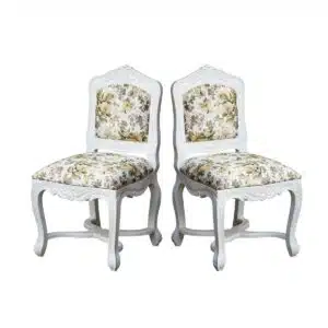 White Duco Royal Teak Chair Set of 2