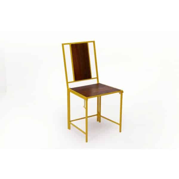 Yellow Wooden Metallic Dining Folding Chair Set of 22