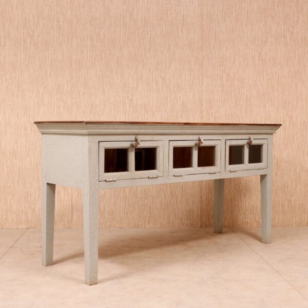 Antique Grey 3 Door Drawers Console Table