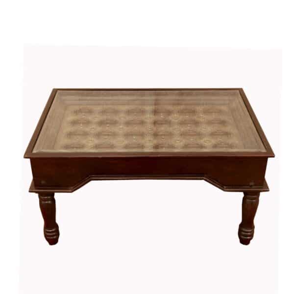 Brass Fitting Wooden Coffee Table