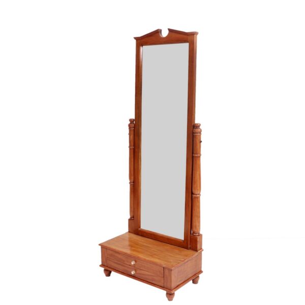 Compact Teak Wood Revolving Mirror Stylish Sleek Dressing Table1