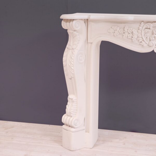 French Carved Fire Mantel Premium White Deco Finishing Console Table2
