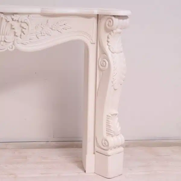 French Carved Fire Mantel Premium White Deco Finishing Console Table3