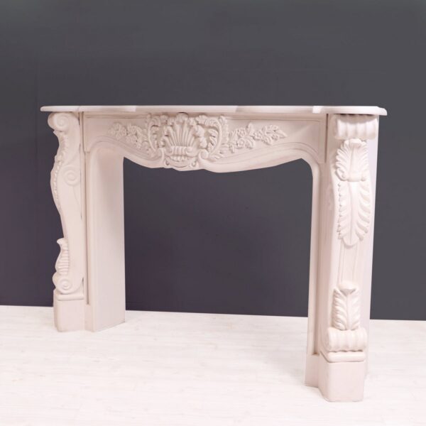 French Carved Fire Mantel Premium White Deco Finishing Console Table5