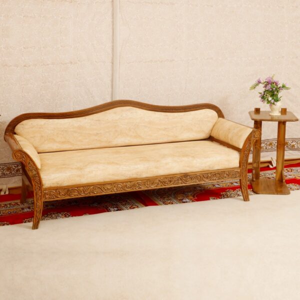 Intricate Carved Teak Wood Three Seater Sofa 2