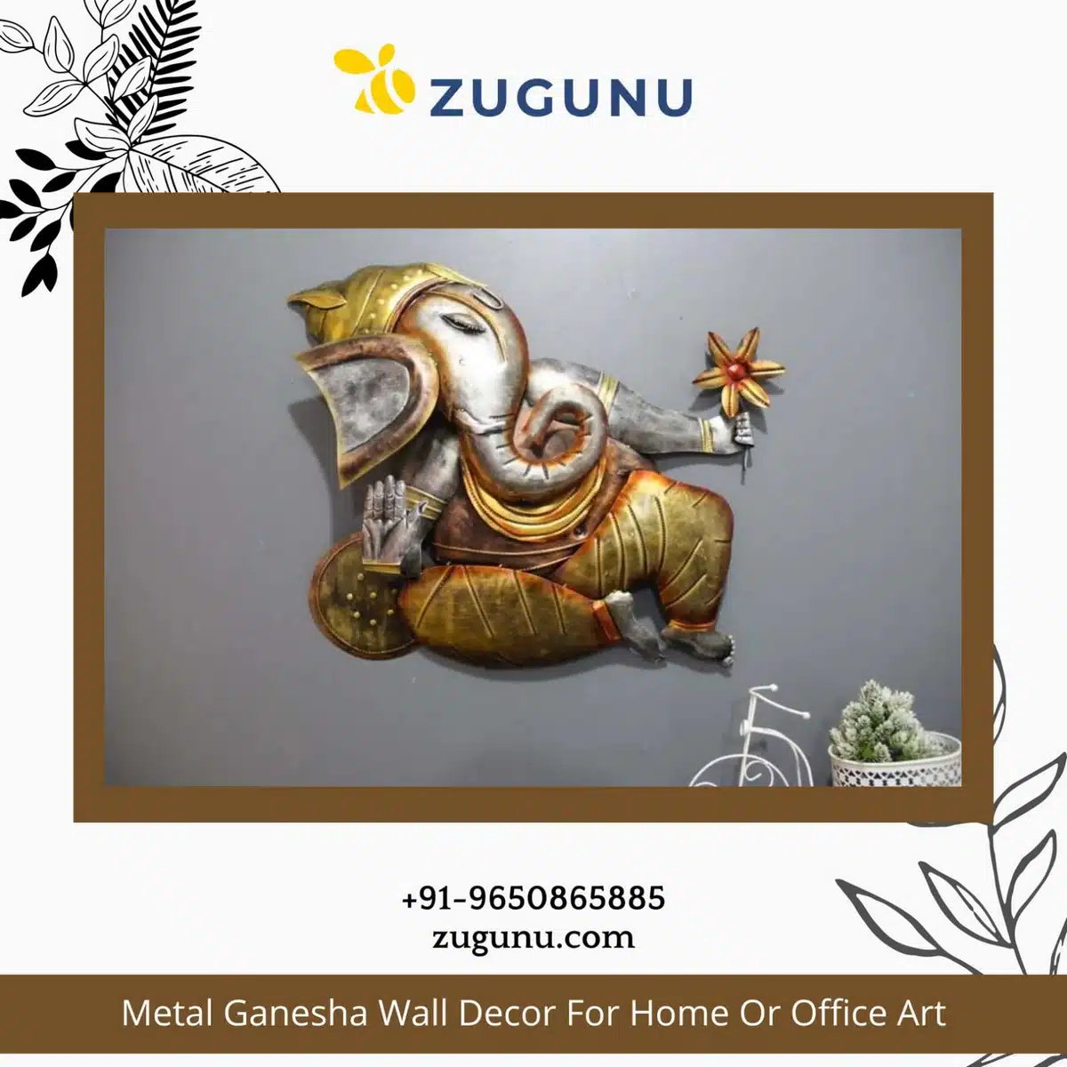 Metal Ganesha Wall Decor For Home And Office Zugunu