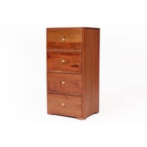 Natural Solid Wood 4 Drawer Tower Wooden Chest