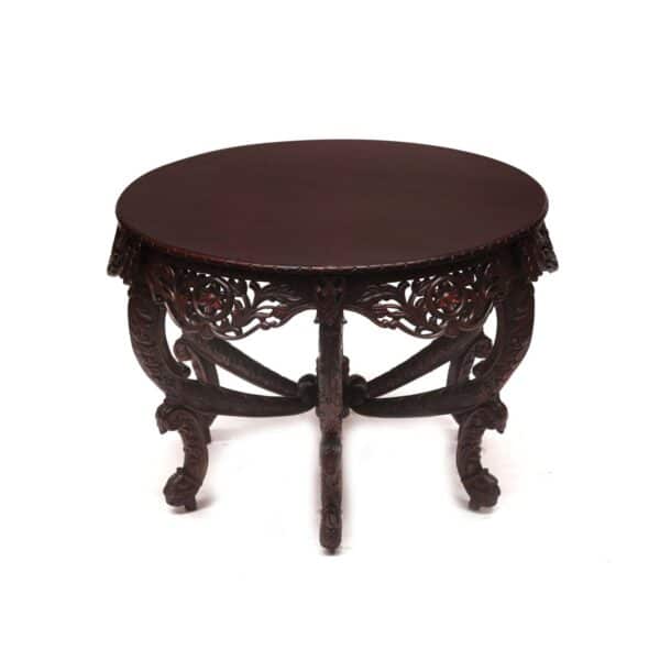 Royal Inquisitive Carved Teak Round Console Table2