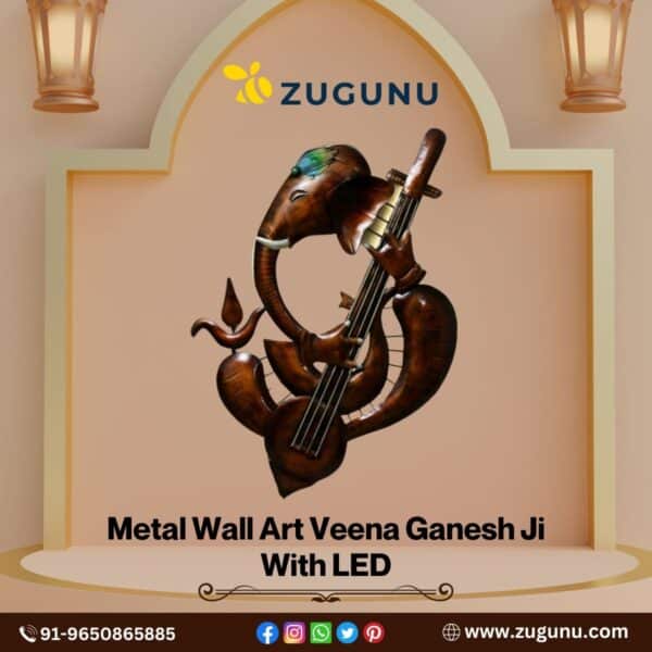 Shop For Metal Wall Art Veena Ganesh Ji With LED Zugunu 1