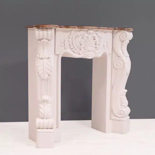 Solid Wood Fire Mantel Carved French Console Table4
