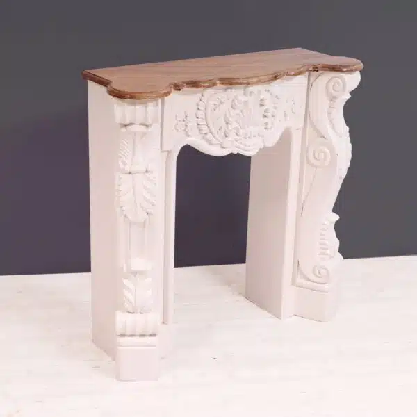 Solid Wood Fire Mantel Carved French Console Table5