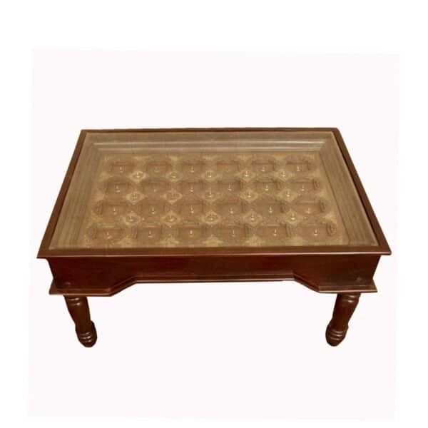 Stylish Brass Fitting Wooden Coffee Table1