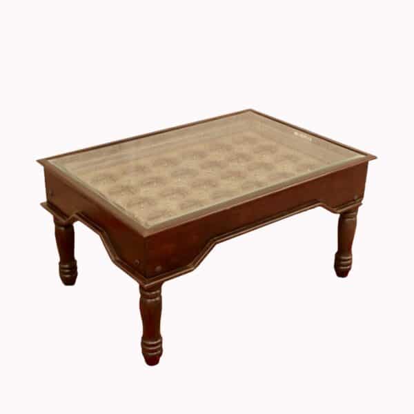 Stylish Brass Fitting Wooden Coffee Table2