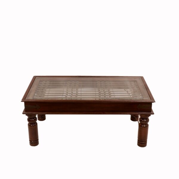 Stylish Natural Solid Wood Vintage Grill Coffee Table1