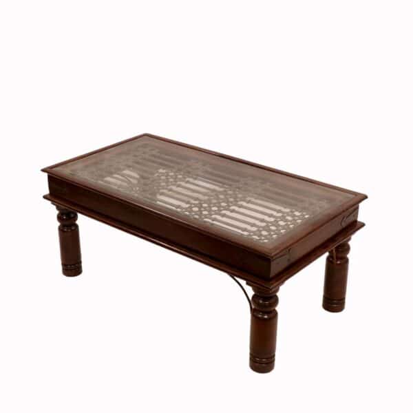 Stylish Natural Solid Wood Vintage Grill Coffee Table2
