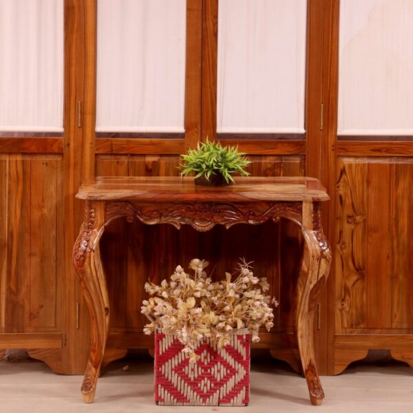 Stylish Sheesham Wood Ornate Carved Console Table