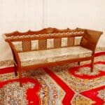 Aesthetic Teak Wood Three Seater Sofa