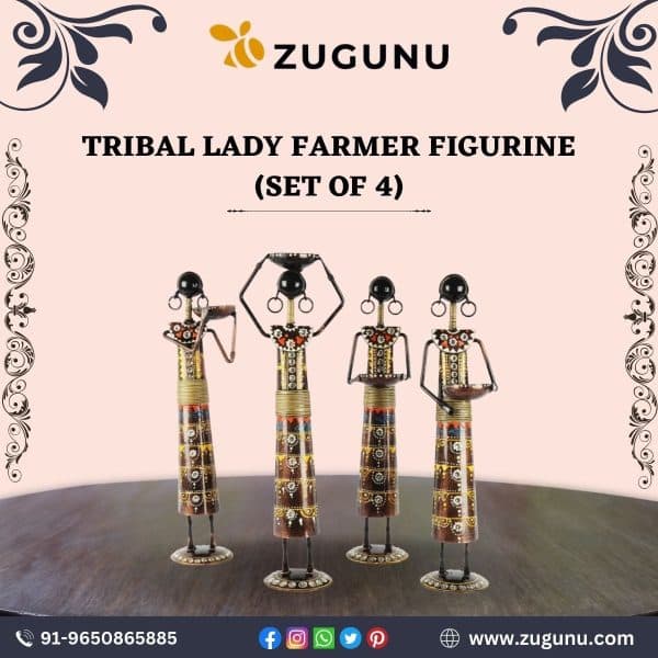 Beautiful Farmer Figurine Set Of 4 Tribal Lady