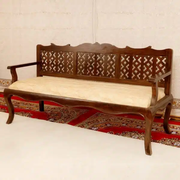 Classic Carved Jaali Work Romes Three Seater Sofa
