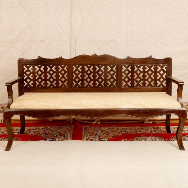 Classic Carved Jaali Work Romes Three Seater Sofa 3