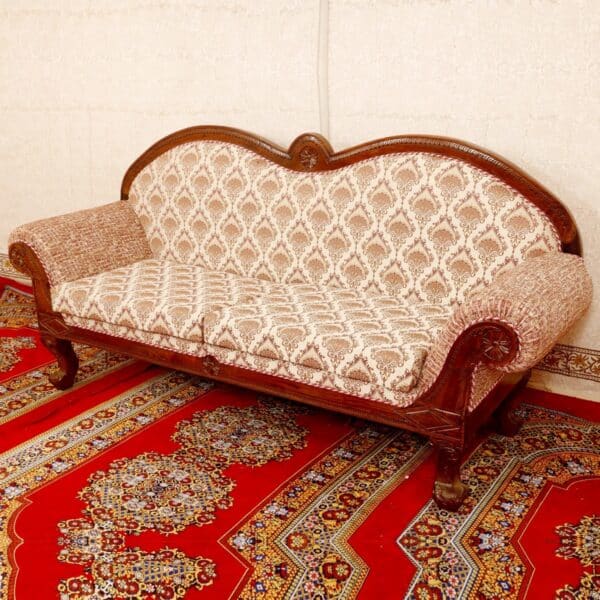 Classical British Crafted Royal Teak Wood Three Seater Sofa