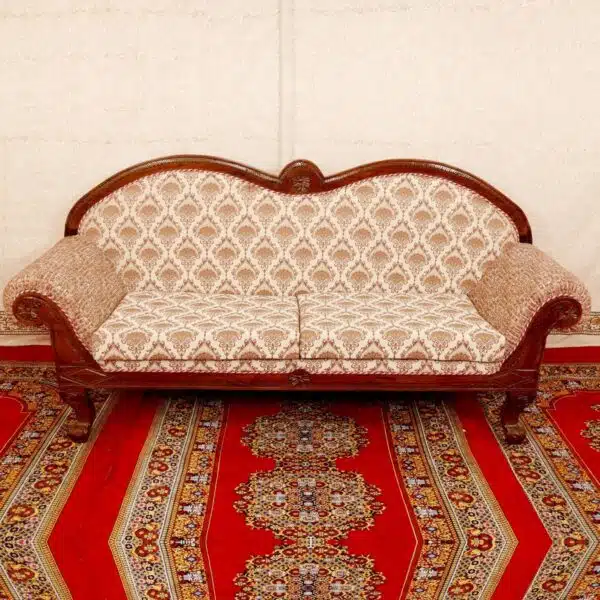Classical British Crafted Royal Teak Wood Three Seater Sofa 2